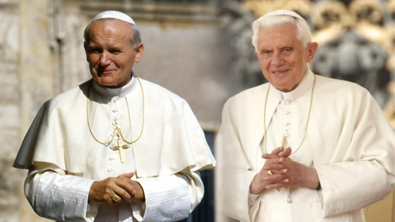 Pope St. John Paul II and Pope Benedict XVI, whose teachings inspired the Church's mission of dialogue and bridge-building